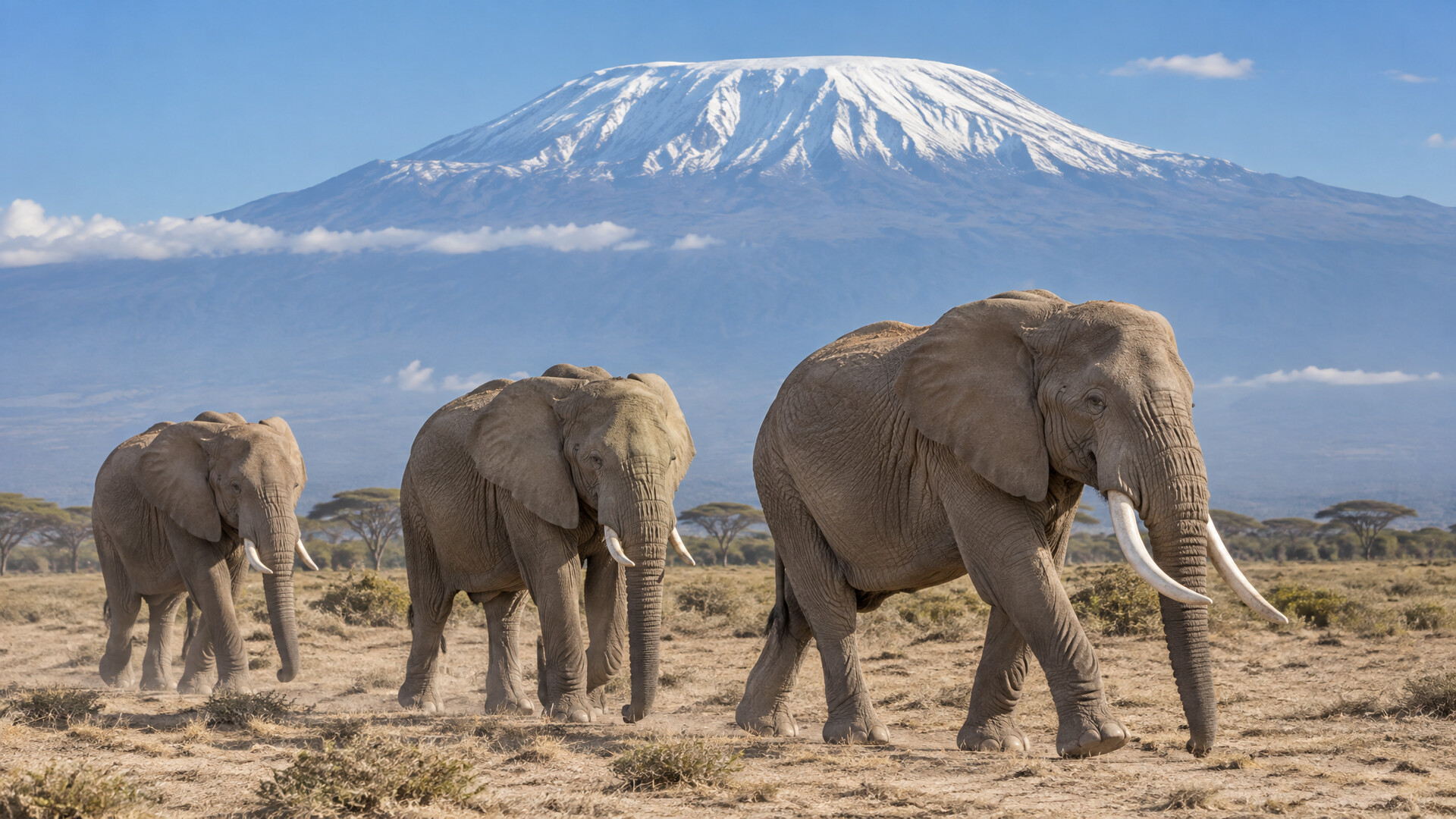 Amboseli elephants beneath Mount Kilimanjaro, a highlight of Kenya safari packages