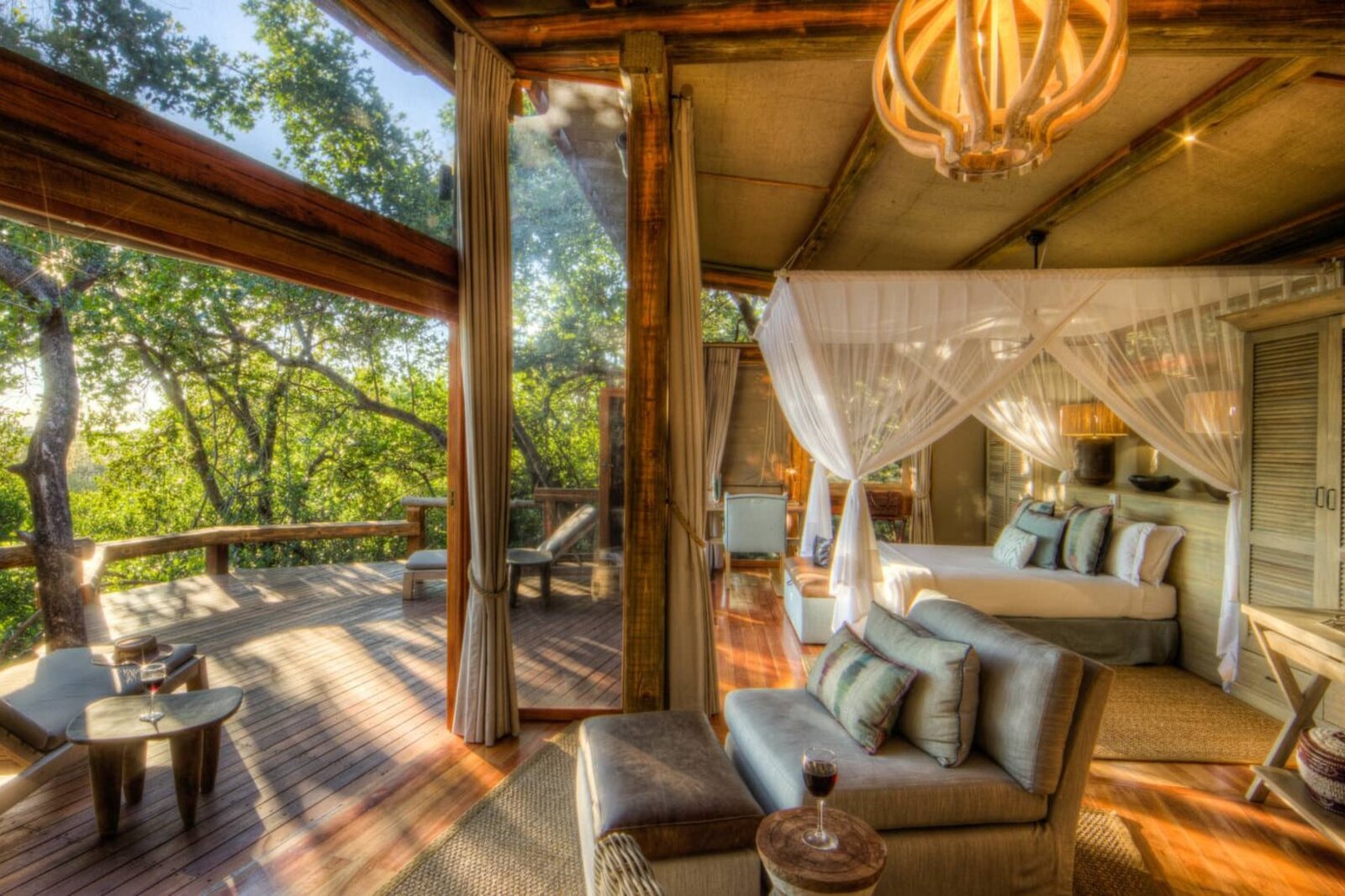 Sable Alley tented suite overlooking a lagoon in the Khwai Private Reserve, Botswana