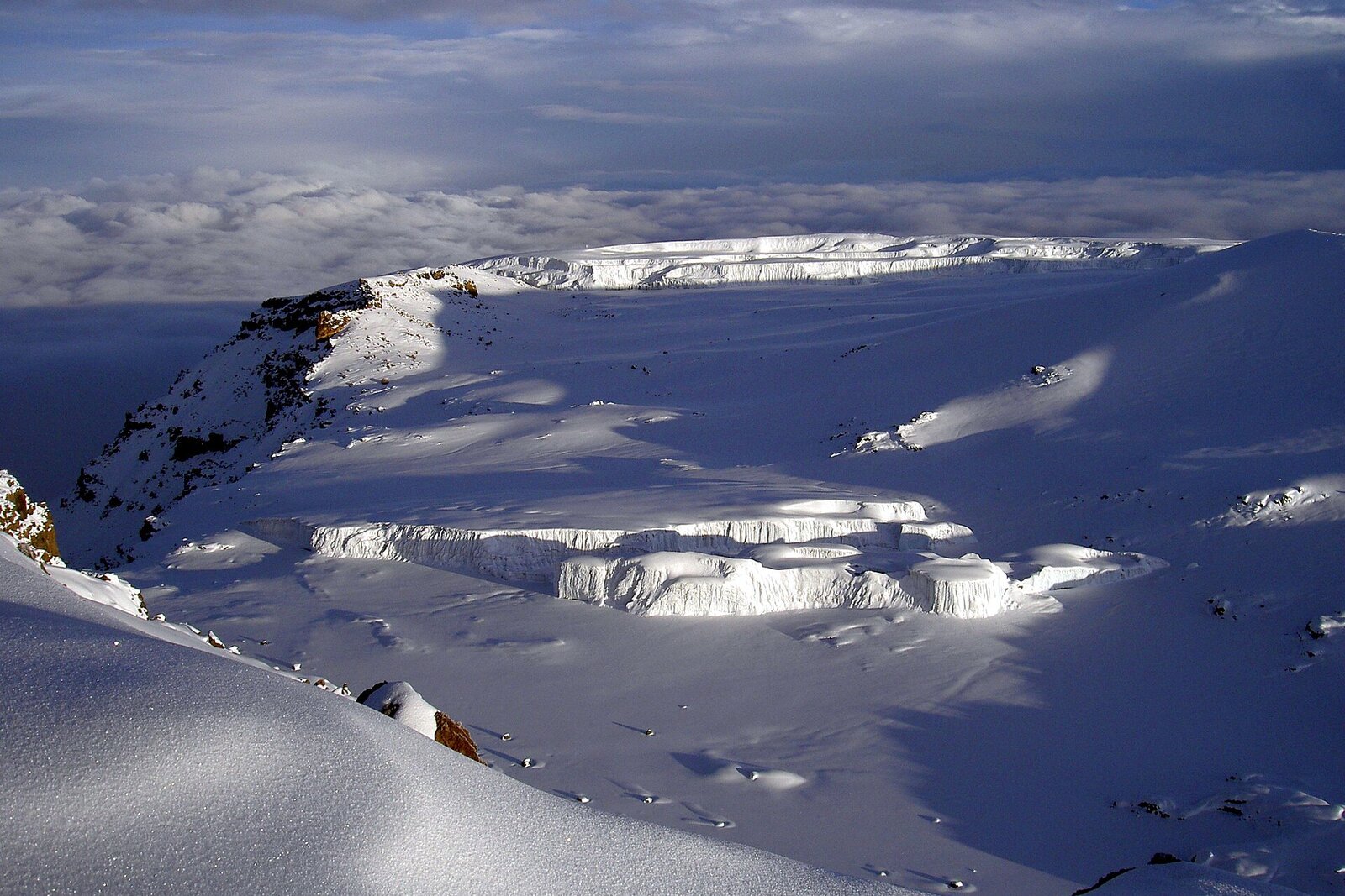 Glaciers on the summit crater rim of Kilimanjaro