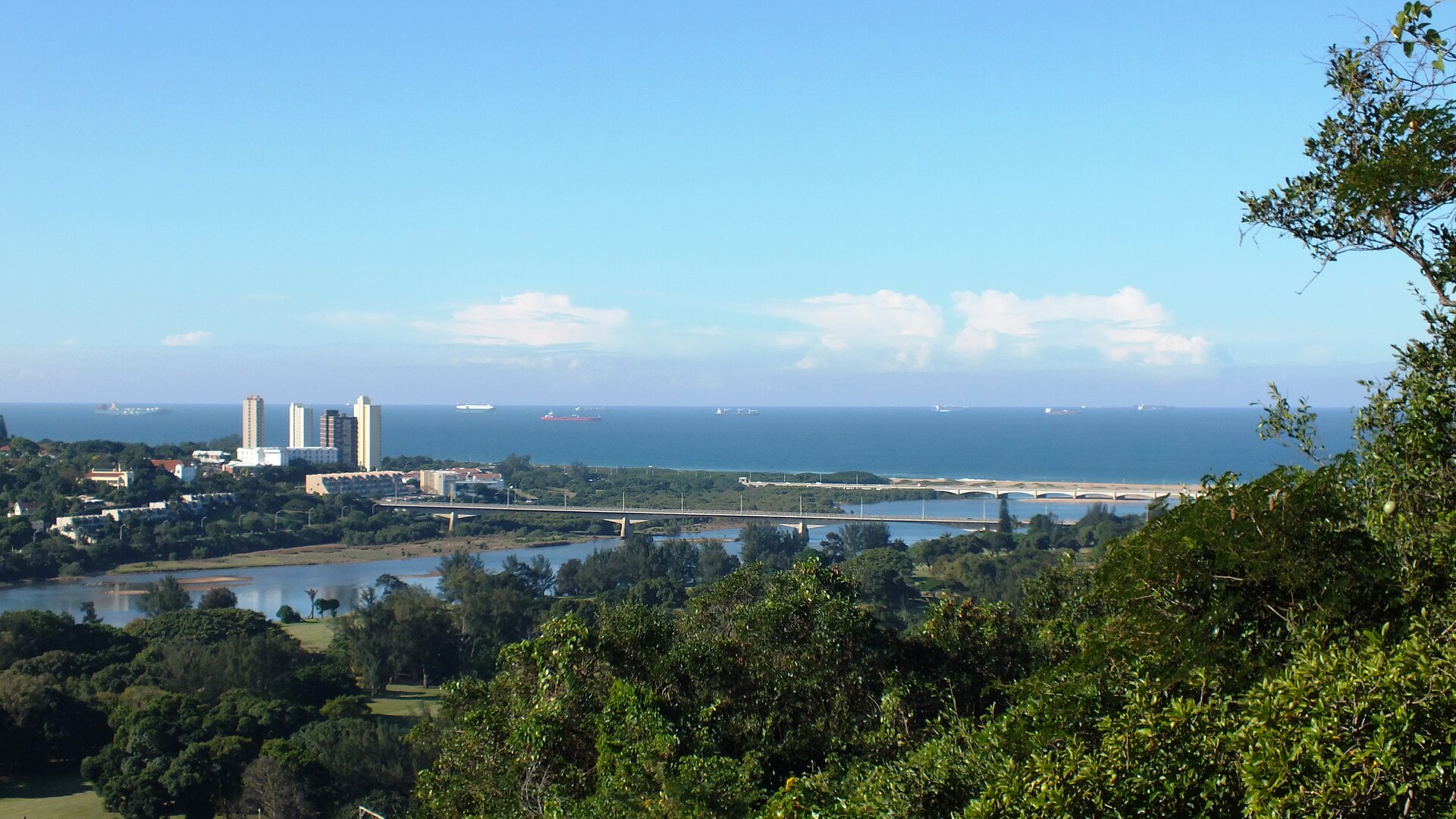 A blue lagoon fringed by coastal forest on the Maputaland coast