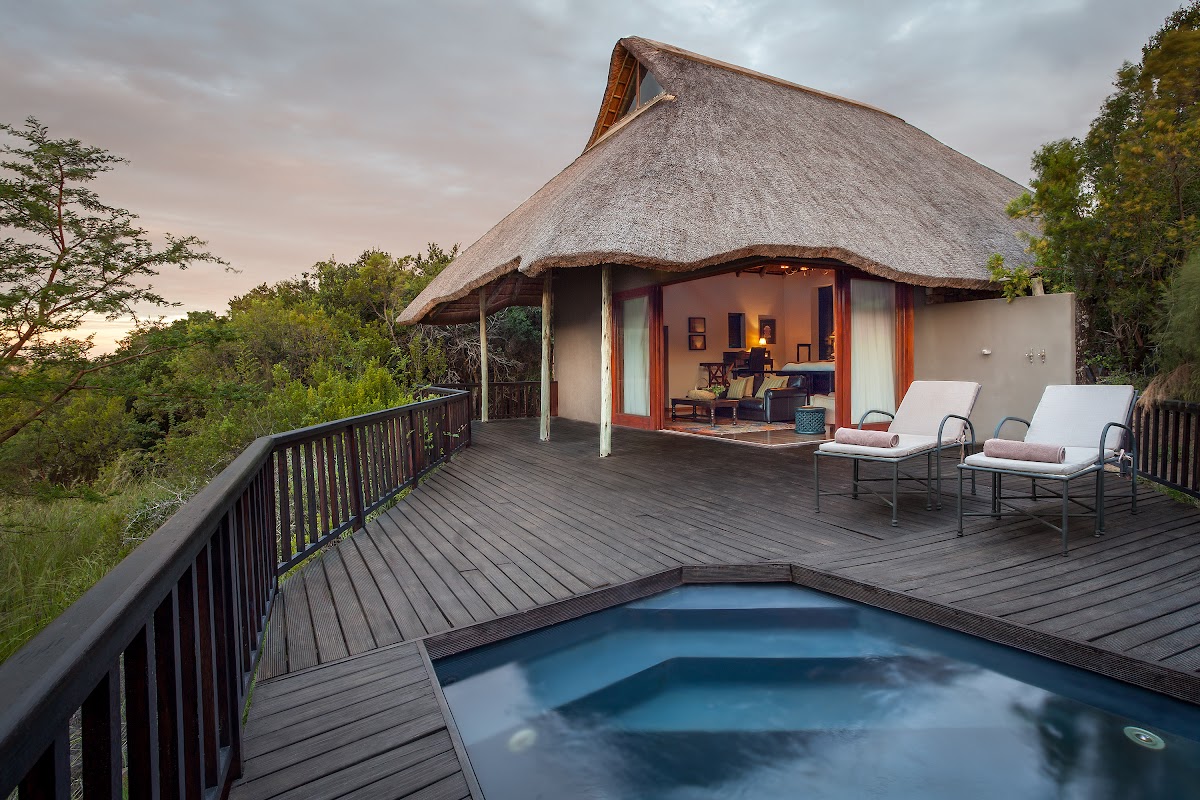 A glass-and-stone suite at Lalibela Kichaka Lodge
