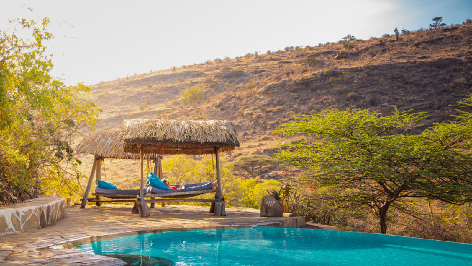 Infinity pool overlooking the valley at Lewa Wilderness