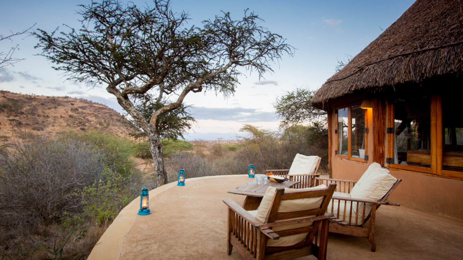 Hillside cottage at Lewa Wilderness Lodge overlooking the Marania Valley