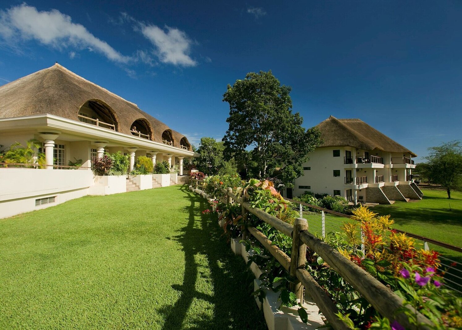 Elegant garden suite at a luxury Victoria Falls lodge