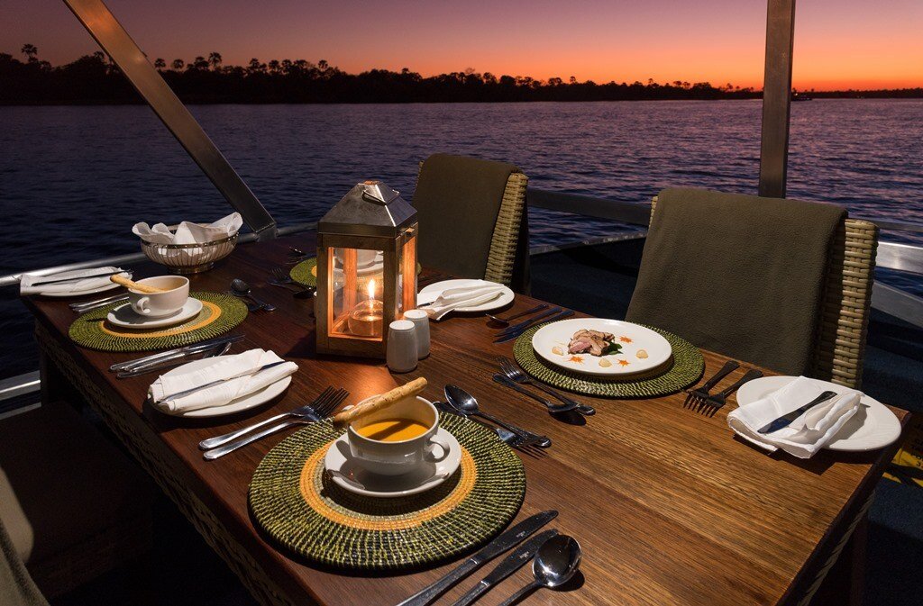 Private candlelit dinner on the banks of the Zambezi