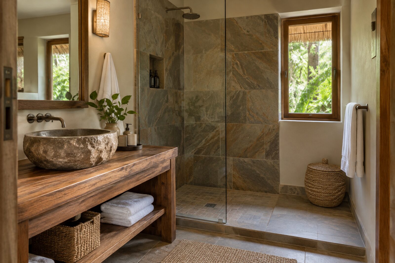 En-suite bathroom in a cottage at Moivaro Coffee Plantation Lodge, Arusha