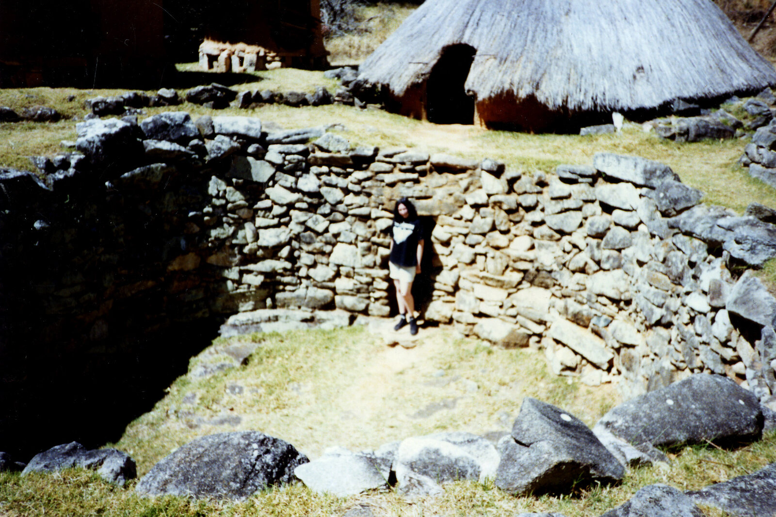Reconstructed Iron Age stone pit structure in Nyanga National Park, Zimbabwe