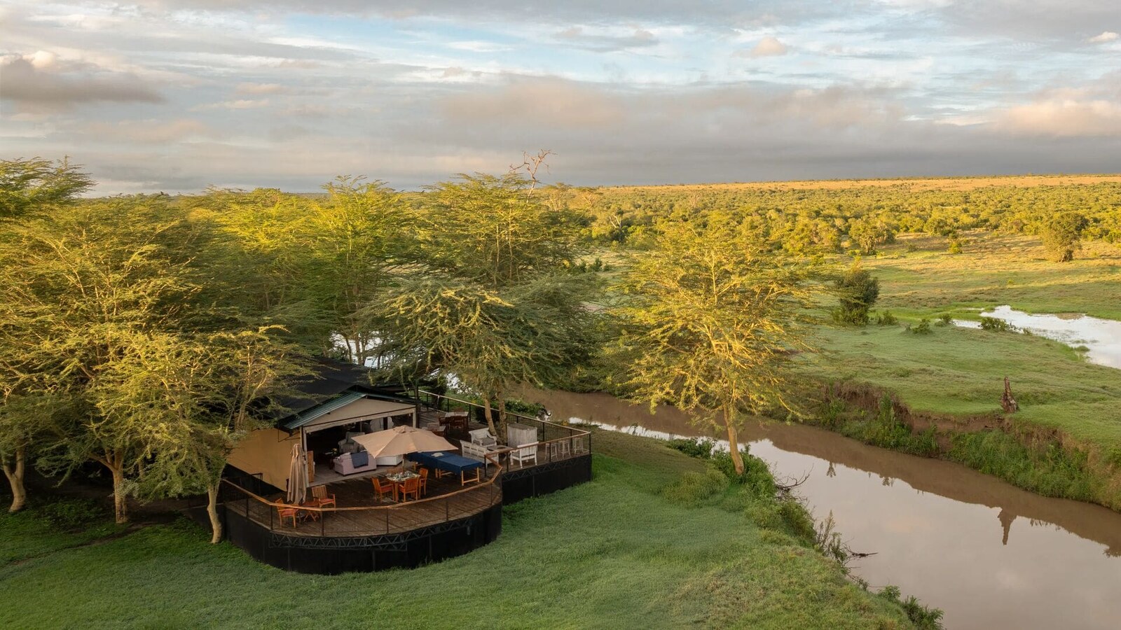 Aerial view of Ol Pejeta Conservancy and bush camp