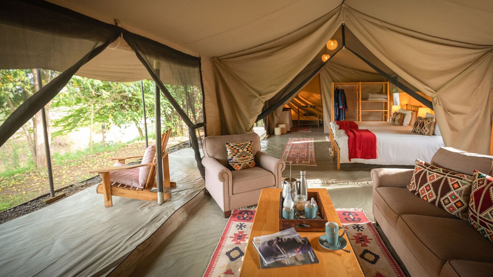 Family tent interior at Ol Pejeta Bush Camp