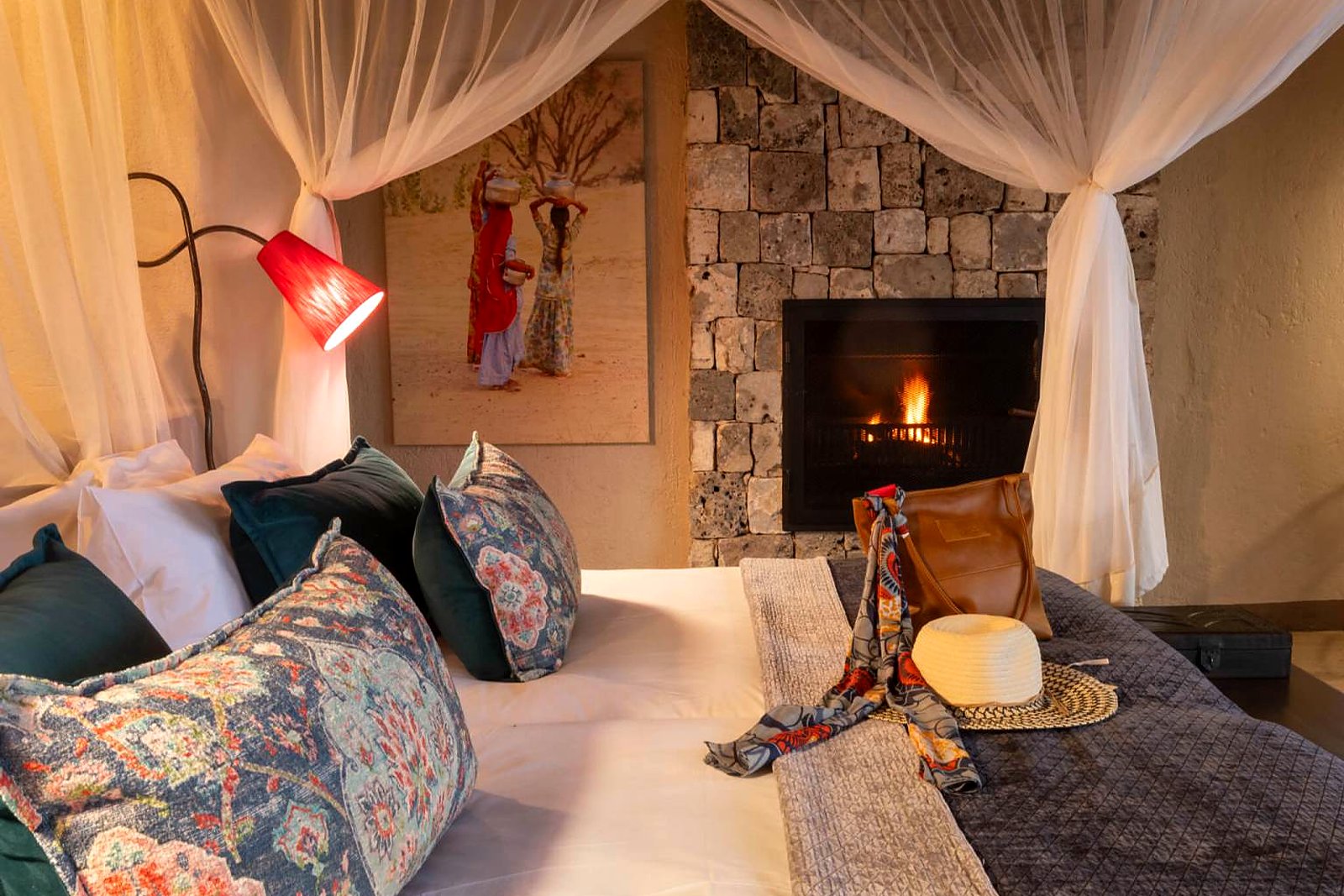 Vast cool suite at Onguma The Fort on the private Onguma Reserve, eastern Etosha
