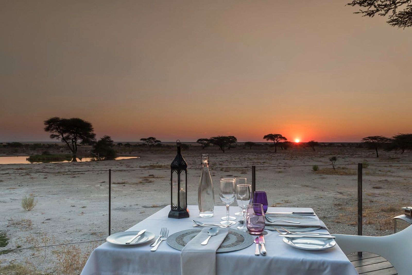 Candlelit dinner under the stars at Onguma The Fort, eastern Etosha