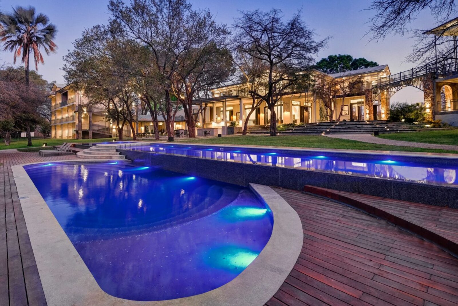 The 34-metre infinity pool at The Palm River Hotel overlooking the Zambezi