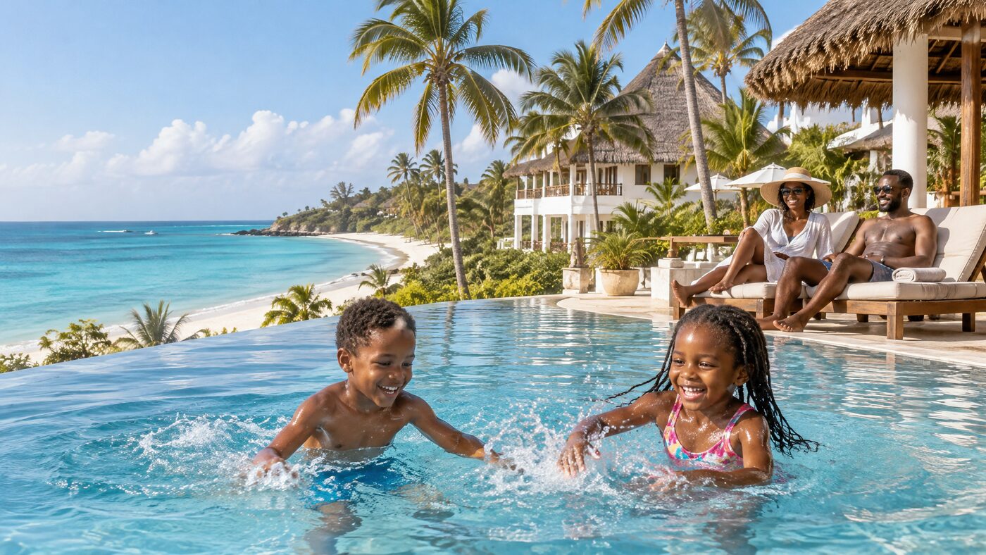 Family pool at Diamonds Leisure Beach Resort, Diani Kenya