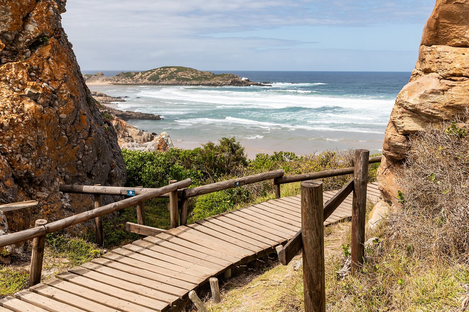 The dramatic Robberg peninsula reaching into the turquoise sea at Plettenberg Bay