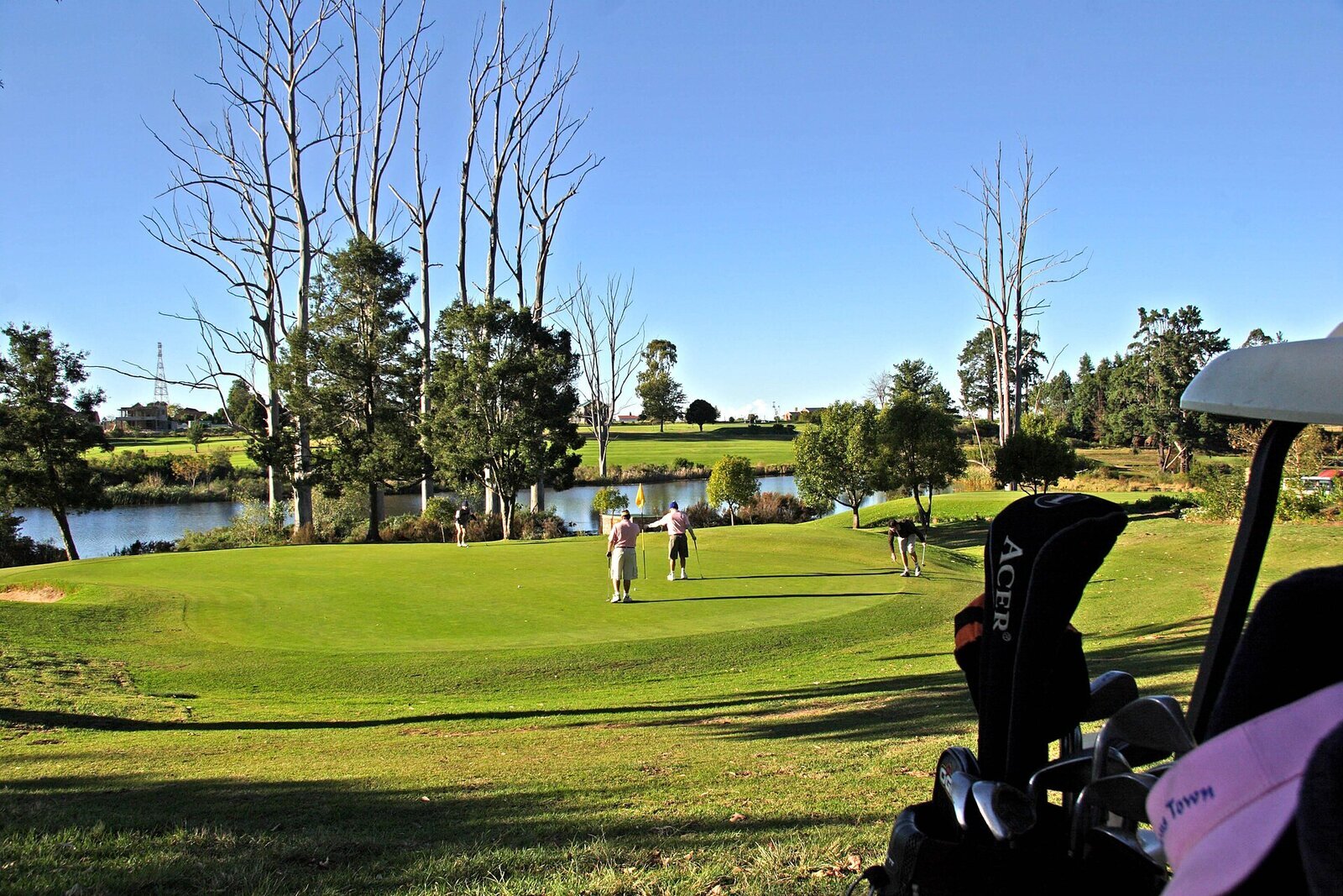 A championship golf course beside the coast on the Garden Route at golden hour