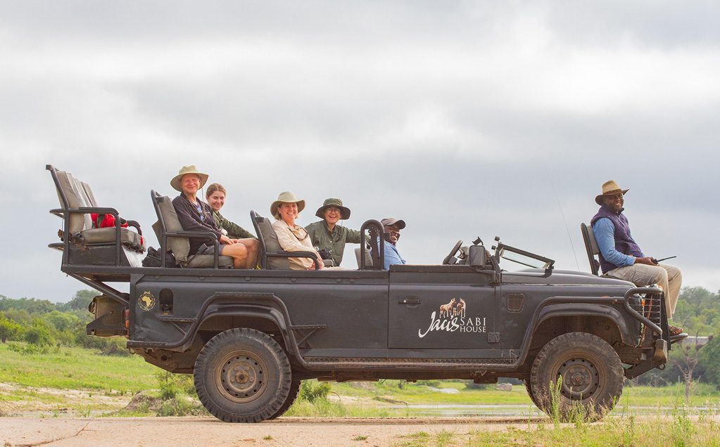 Private open safari vehicle on a game drive in Greater Kruger