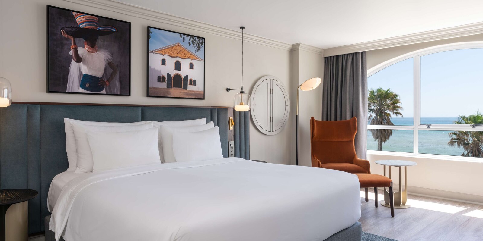 A sea-facing guest room at the Radisson Collection Waterfront looking straight out to the ocean