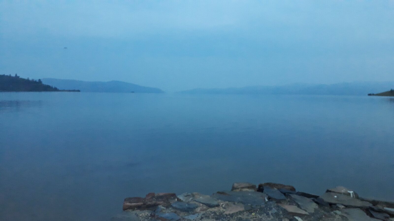 Calm waters of Lake Kivu at dawn, western Rwanda