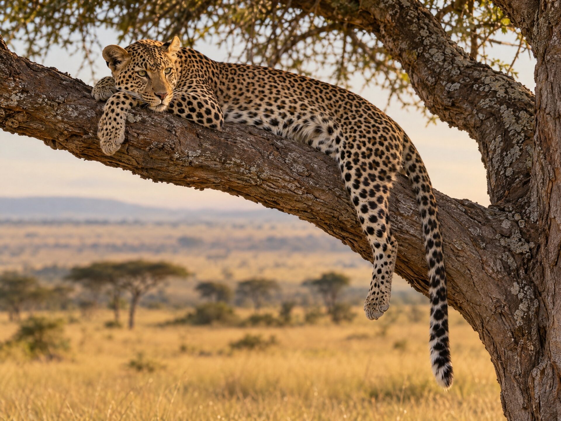 Leopard resting in a tree in the Mara Naboisho Conservancy near Saruni Mara