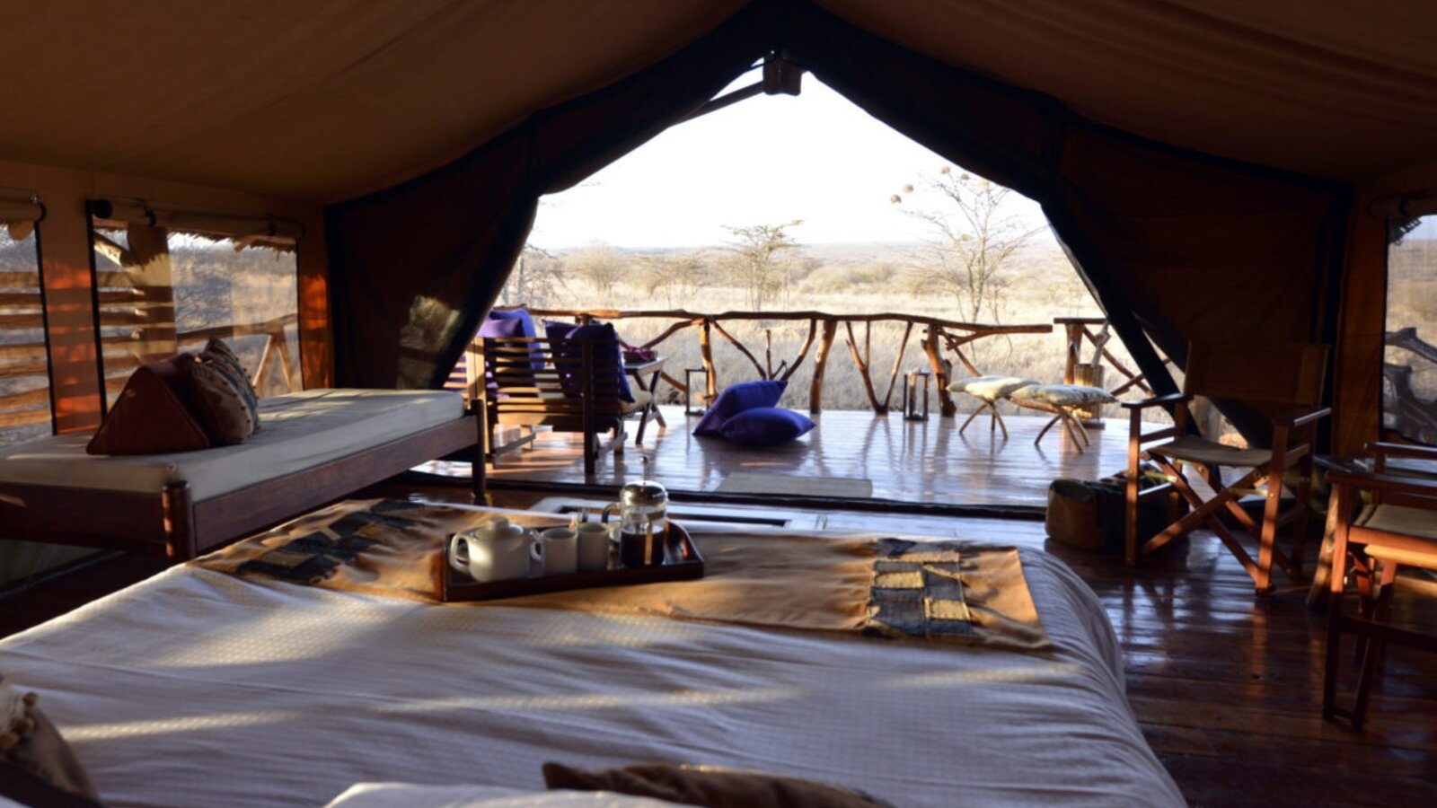 Satao Elerai tent exterior at the foot of Kilimanjaro