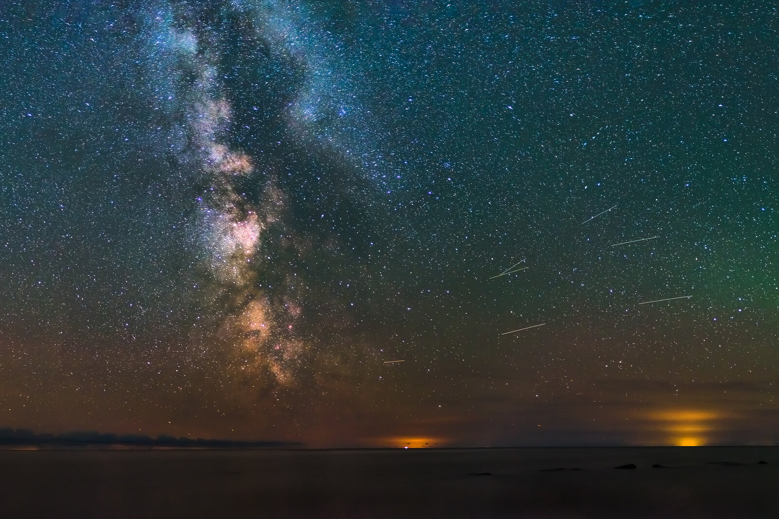 A sky full of stars over the dark Serengeti plains