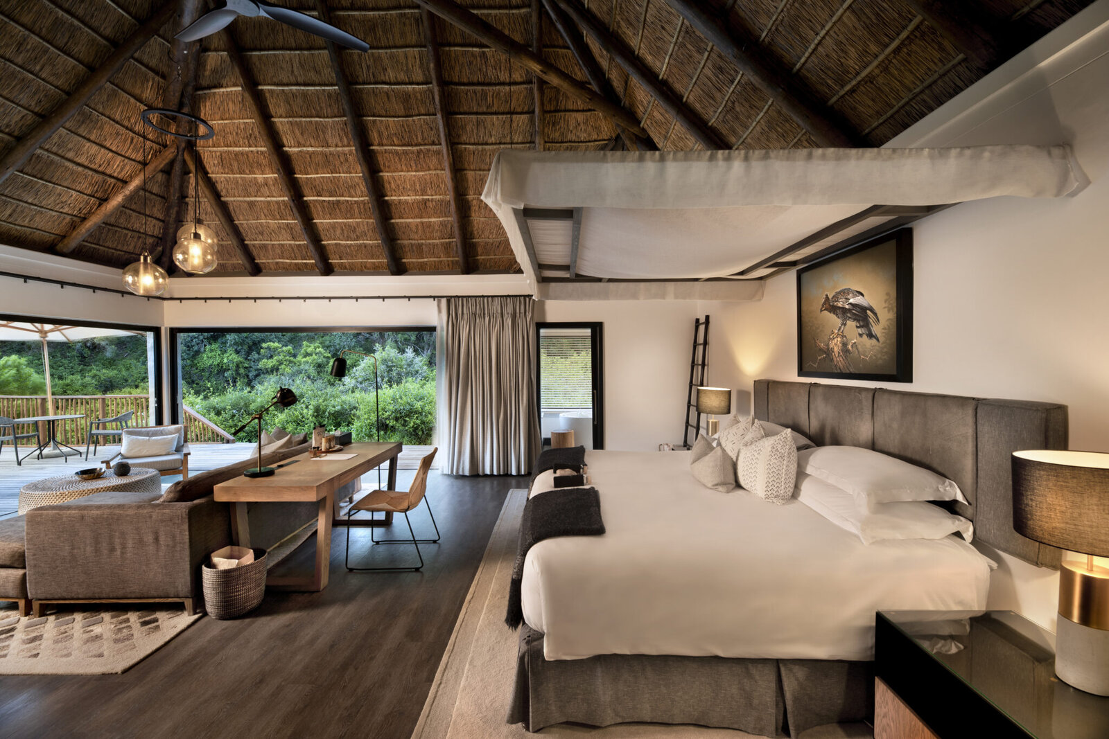 Luxury suite bedroom at Shamwari Private Game Reserve