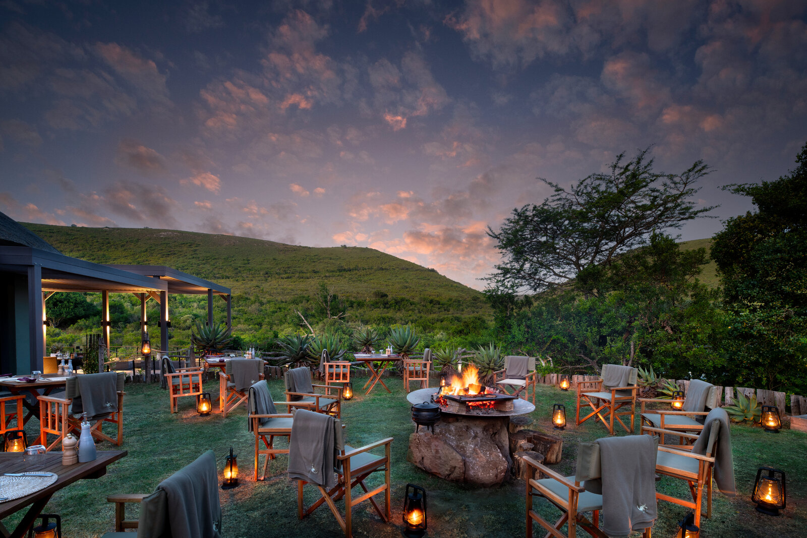 Candlelit boma dining at Shamwari