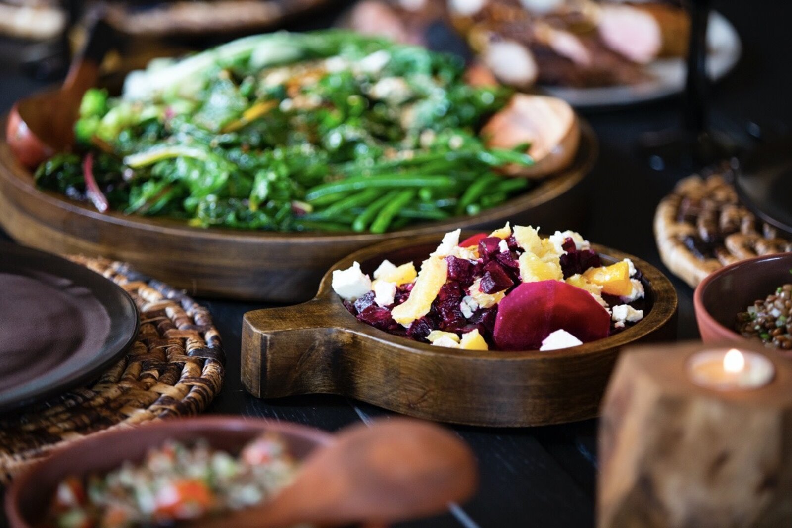 Farm-to-table dishes served at Singita Kwitonda, sourced from local community enterprises