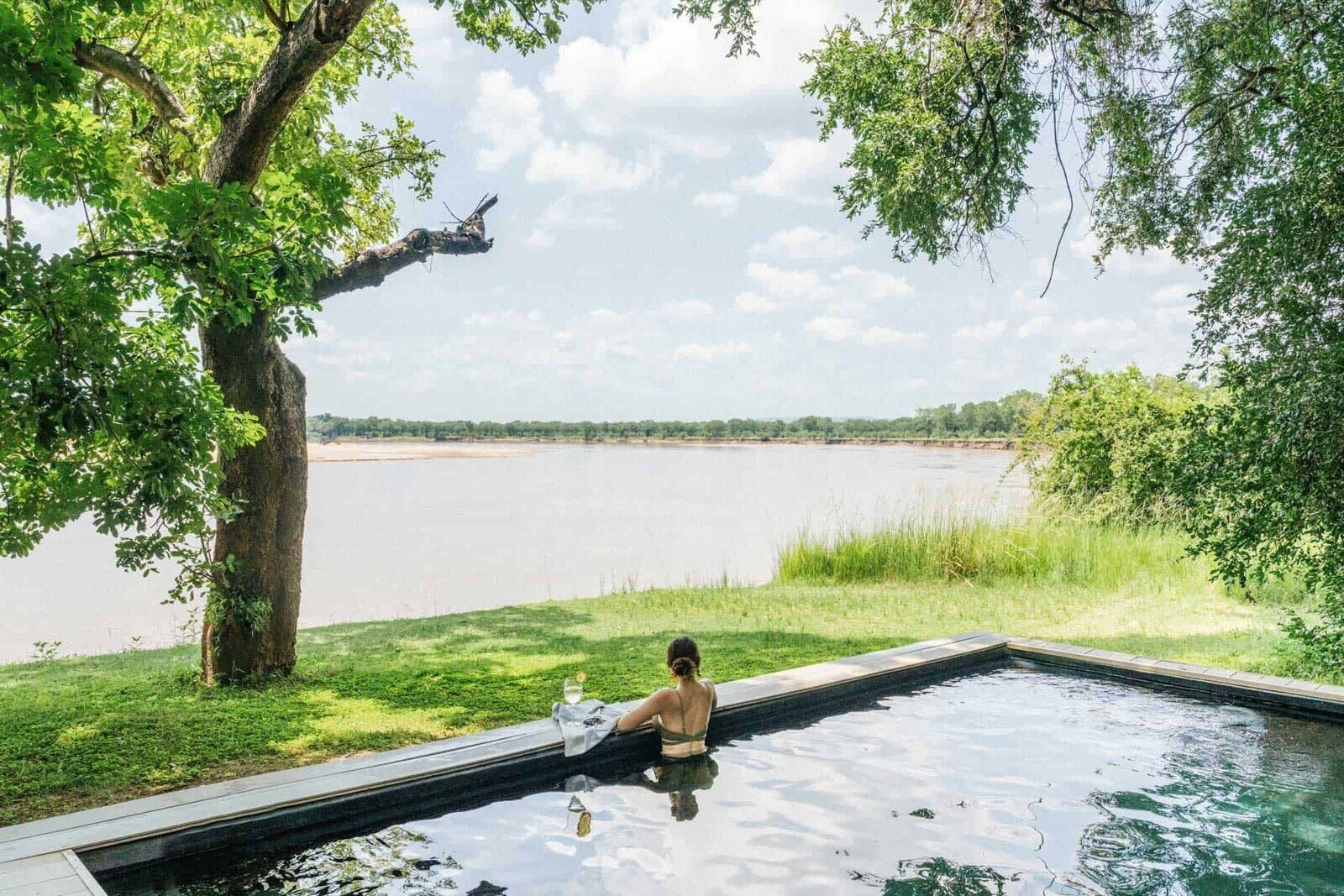 Riverside safari camp overlooking the Luangwa River