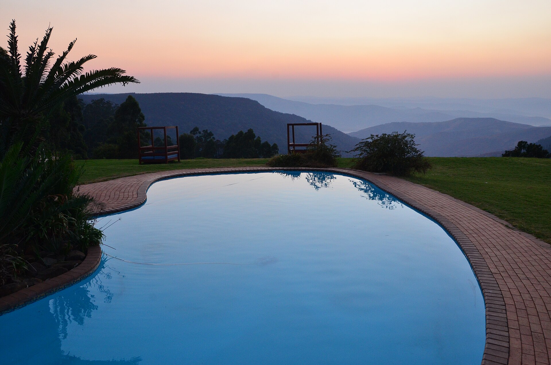 The swimming pool overlooking the waterhole at the Stanley & Livingstone Boutique Hotel