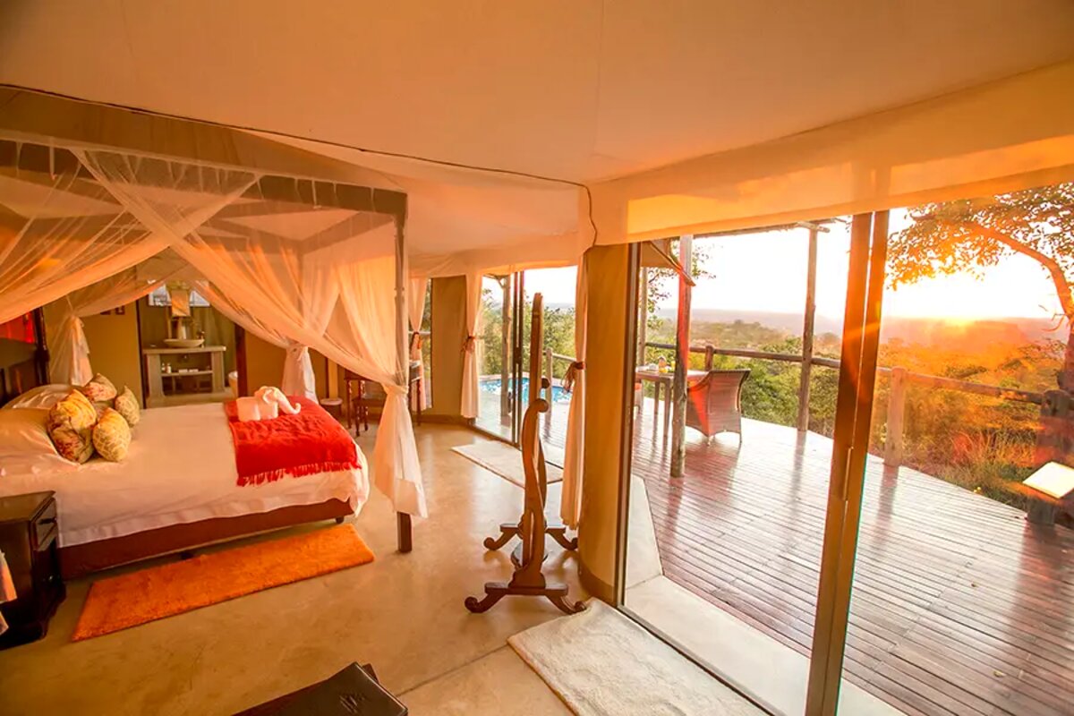 The Elephant Camp tented suite overlooking the Batoka Gorge near Victoria Falls