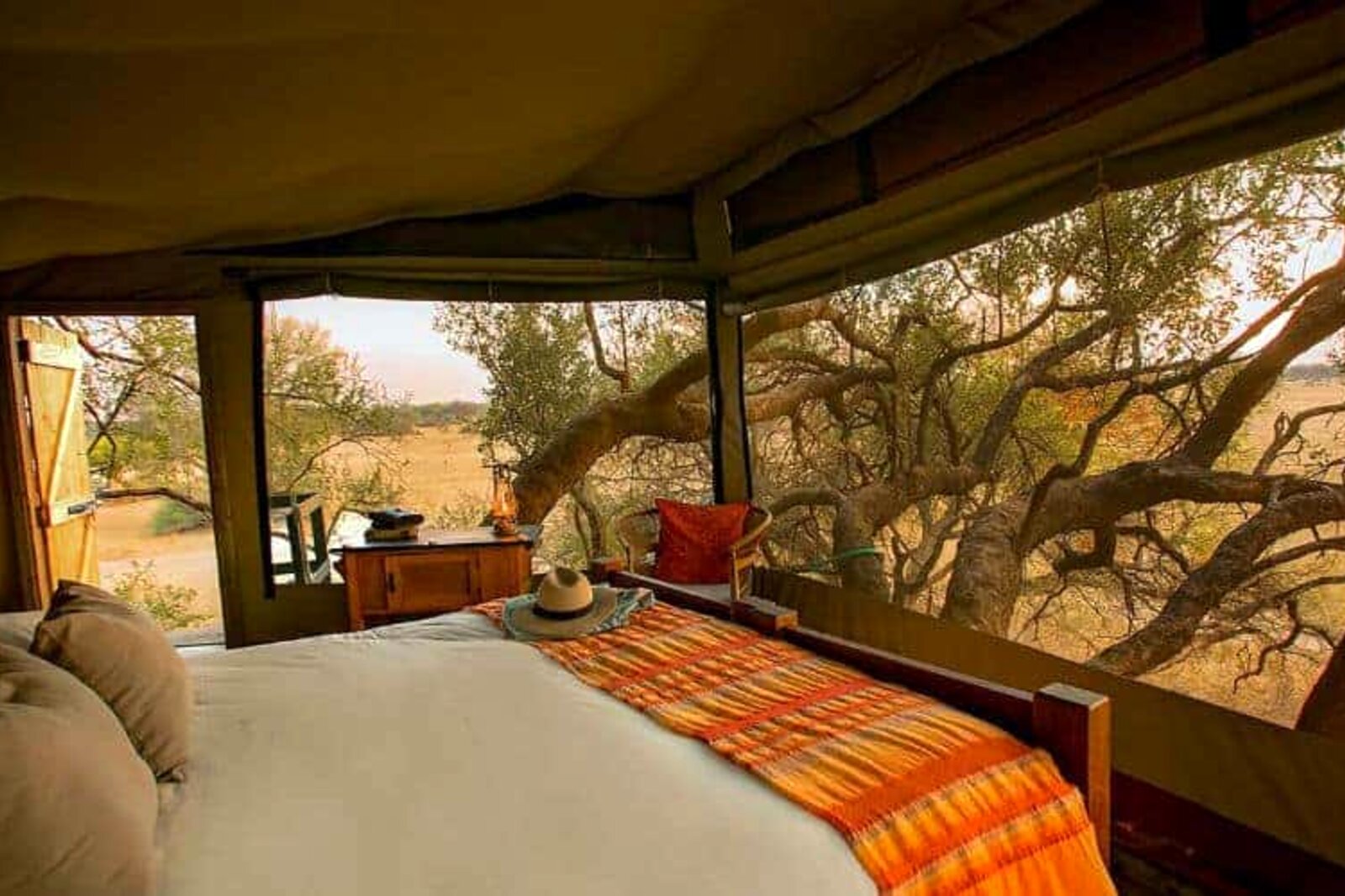 Tented suite with a bush view in Hwange National Park