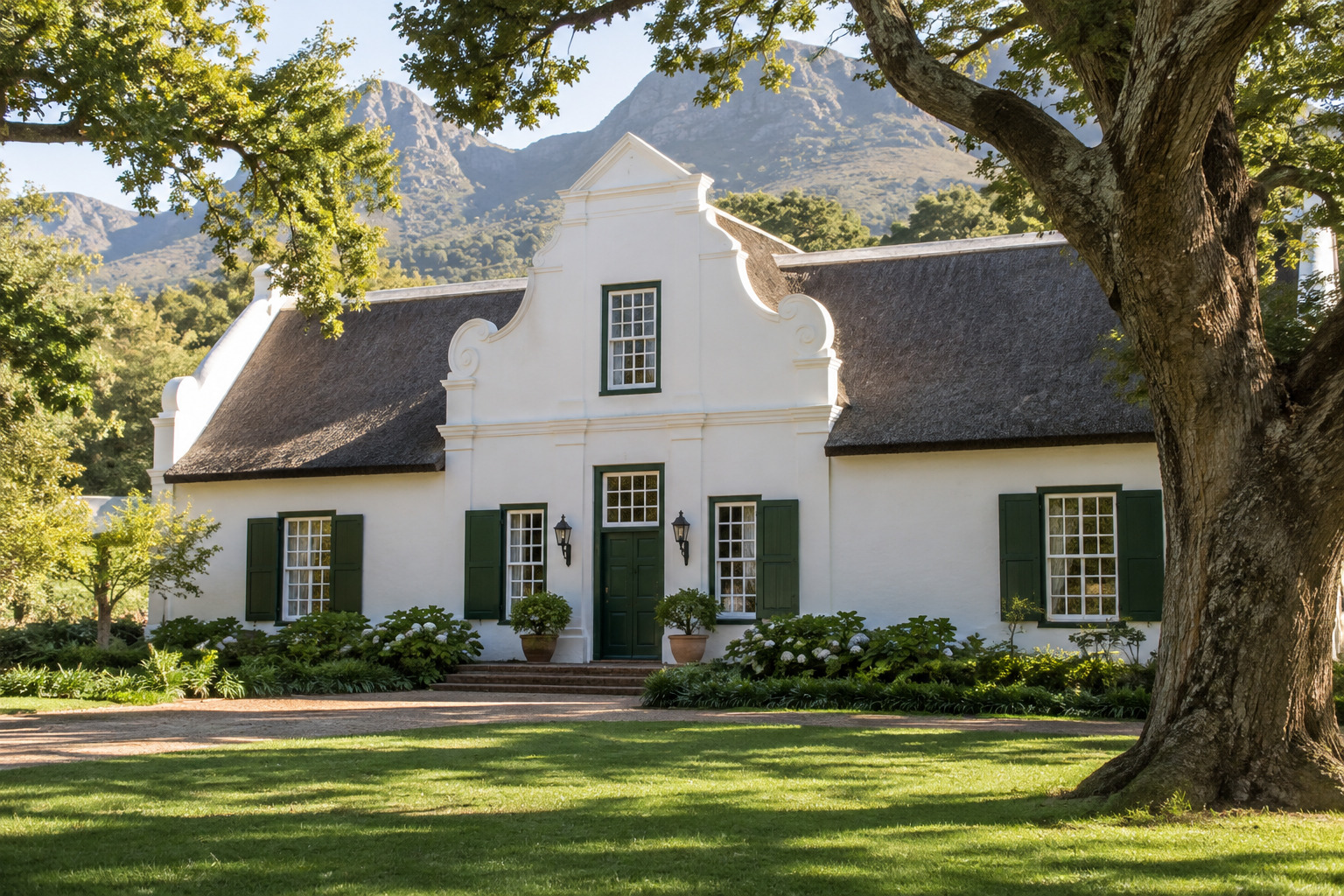 A Cape Dutch manor house on a wine estate