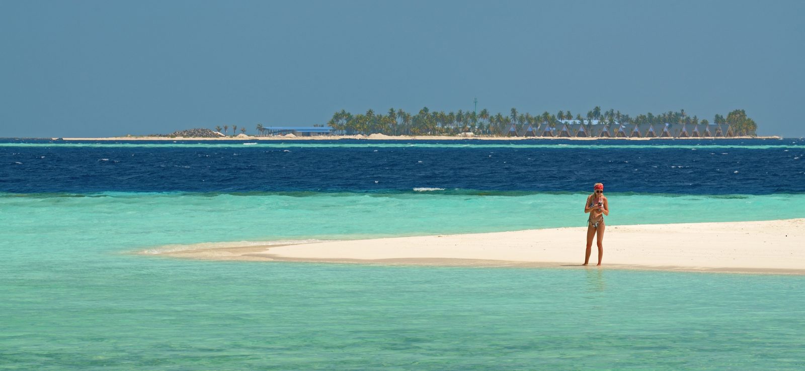 Private sandbank in a turquoise Maldives lagoon