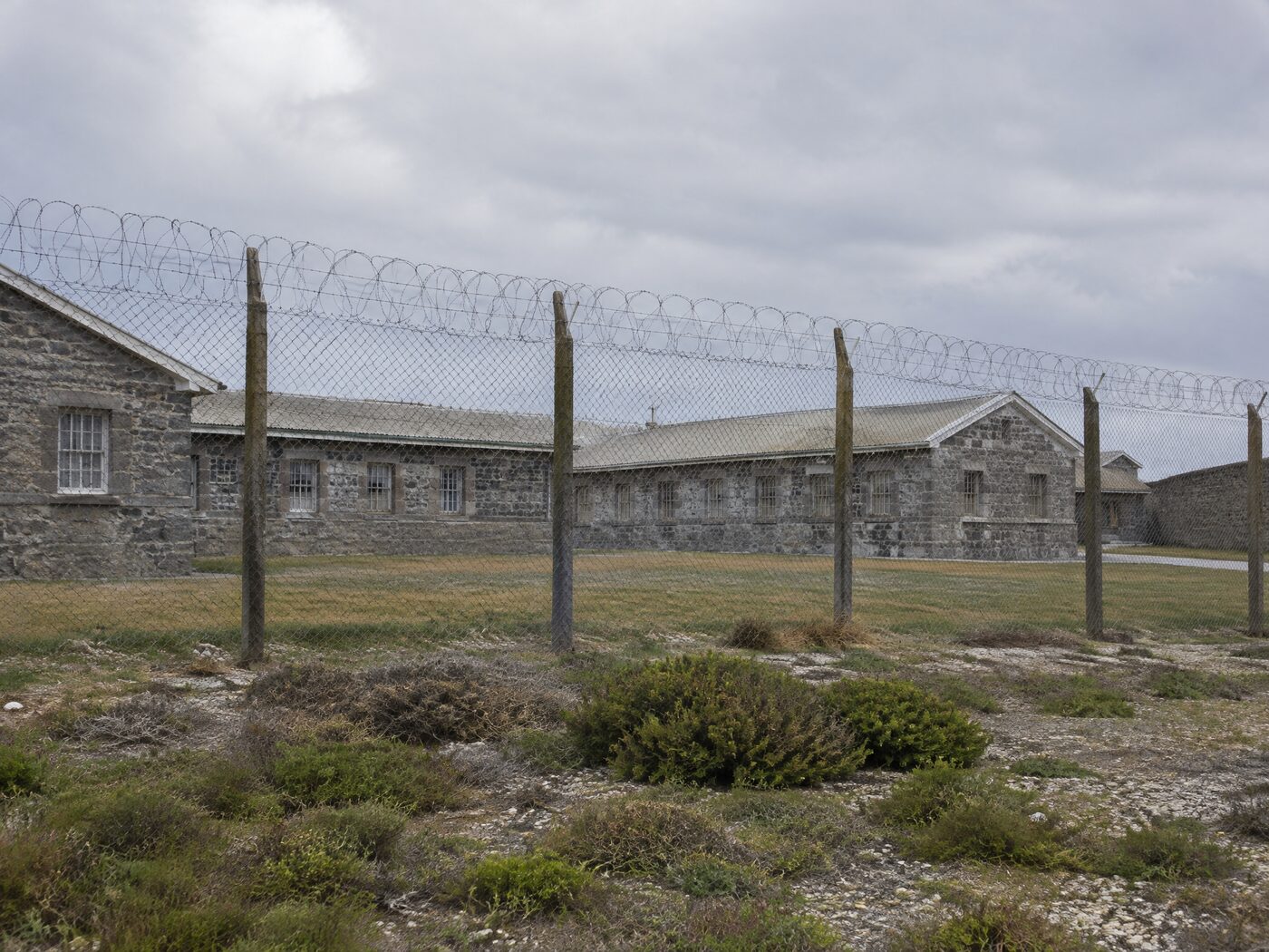 Limestone prison buildings on Robben Island