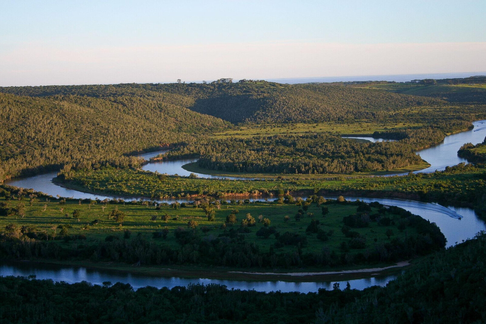 The Kariega River winding through Sibuya Game Reserve