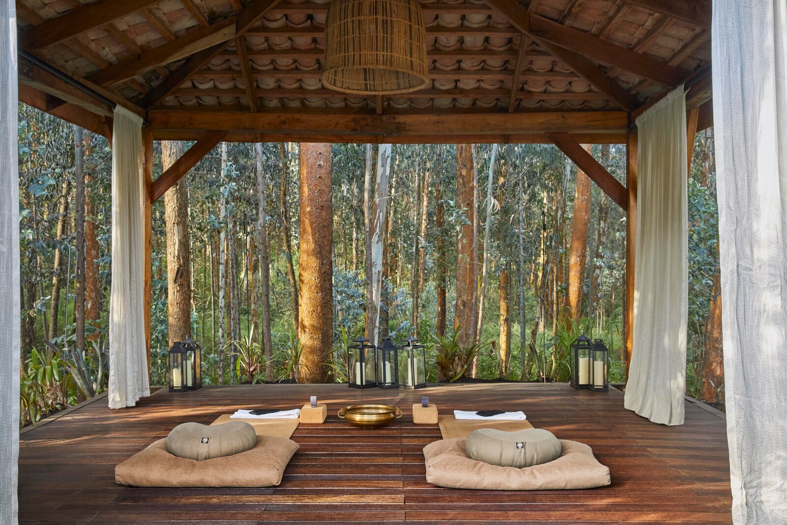 A simple forest-view deck at a value lodge on the edge of Bwindi