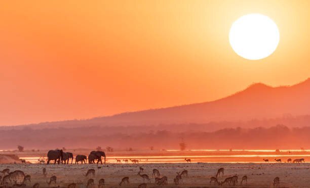 A fiery sunset over the Chobe River