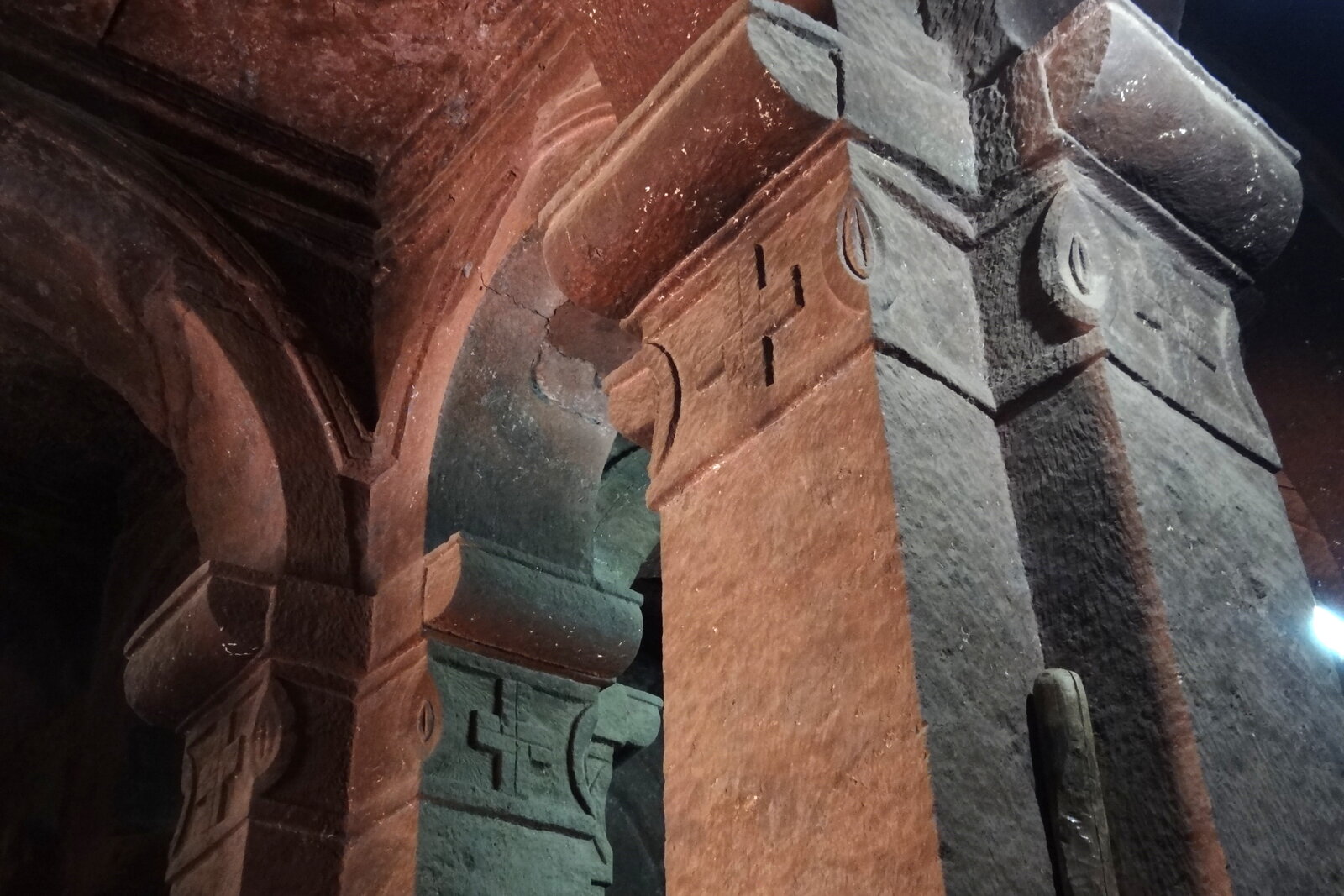 Interior of a rock-hewn church at Lalibela, Ethiopia