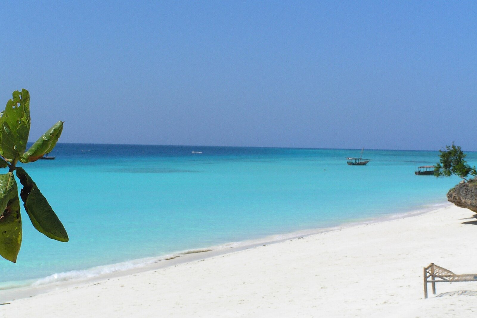 The white sand and turquoise water of Nungwi Beach, Zanzibar