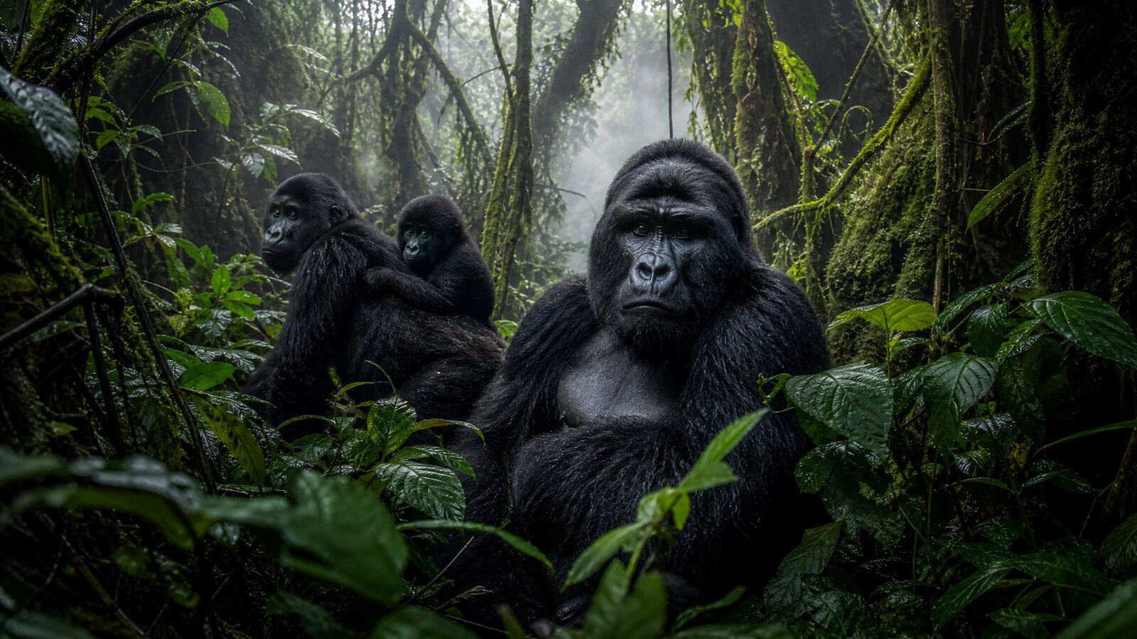 Misty mountain landscape, Uganda