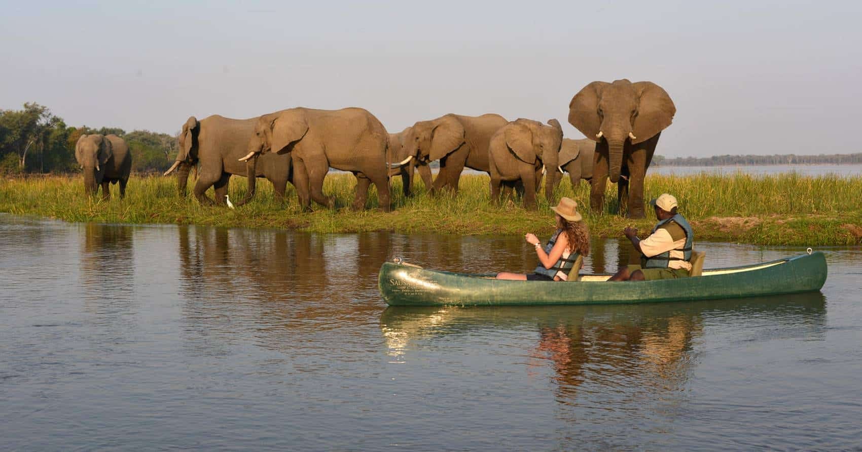 Canoeing safari on Lower Zambezi River, Zambia