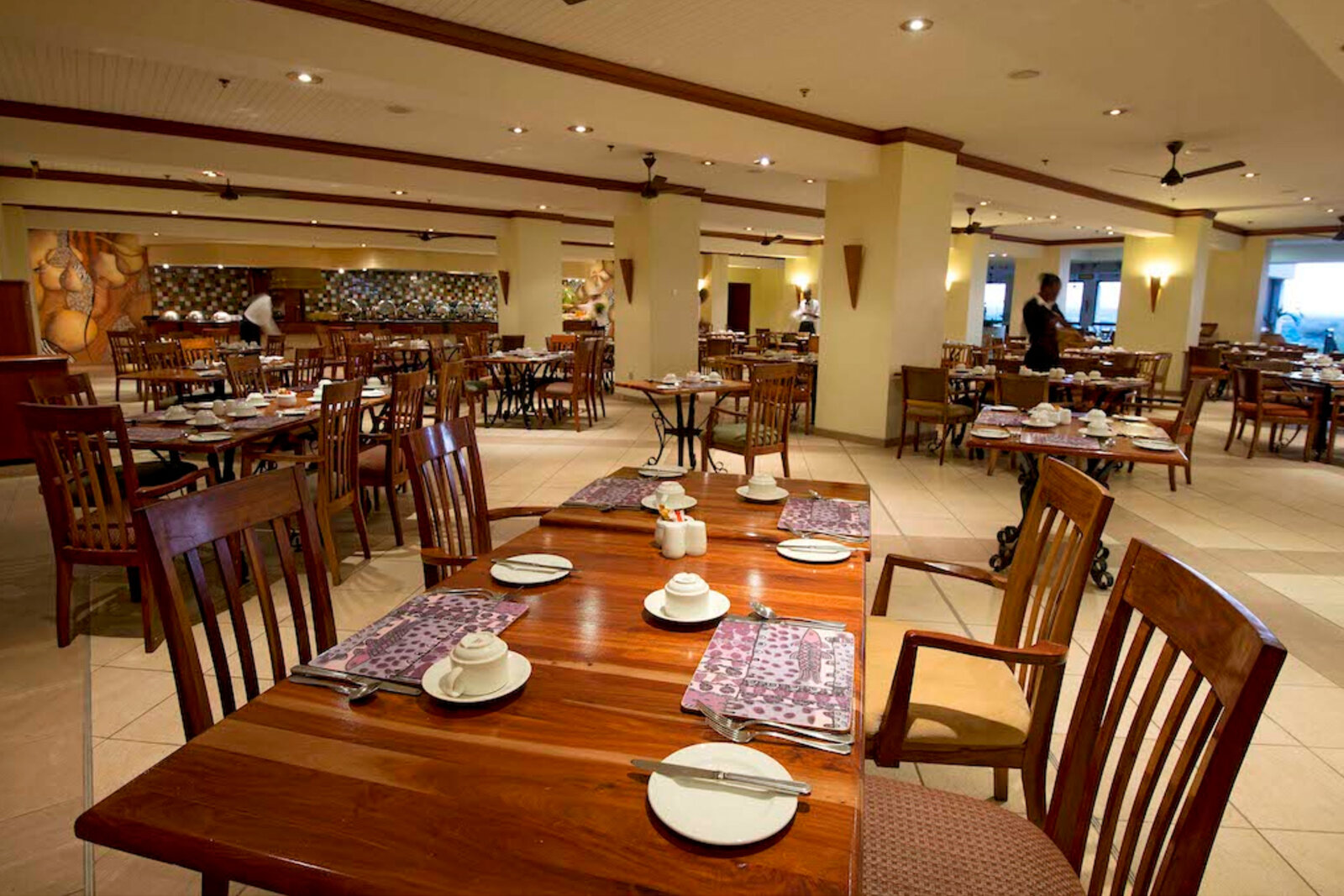 A dining terrace at the Elephant Hills resort at Victoria Falls