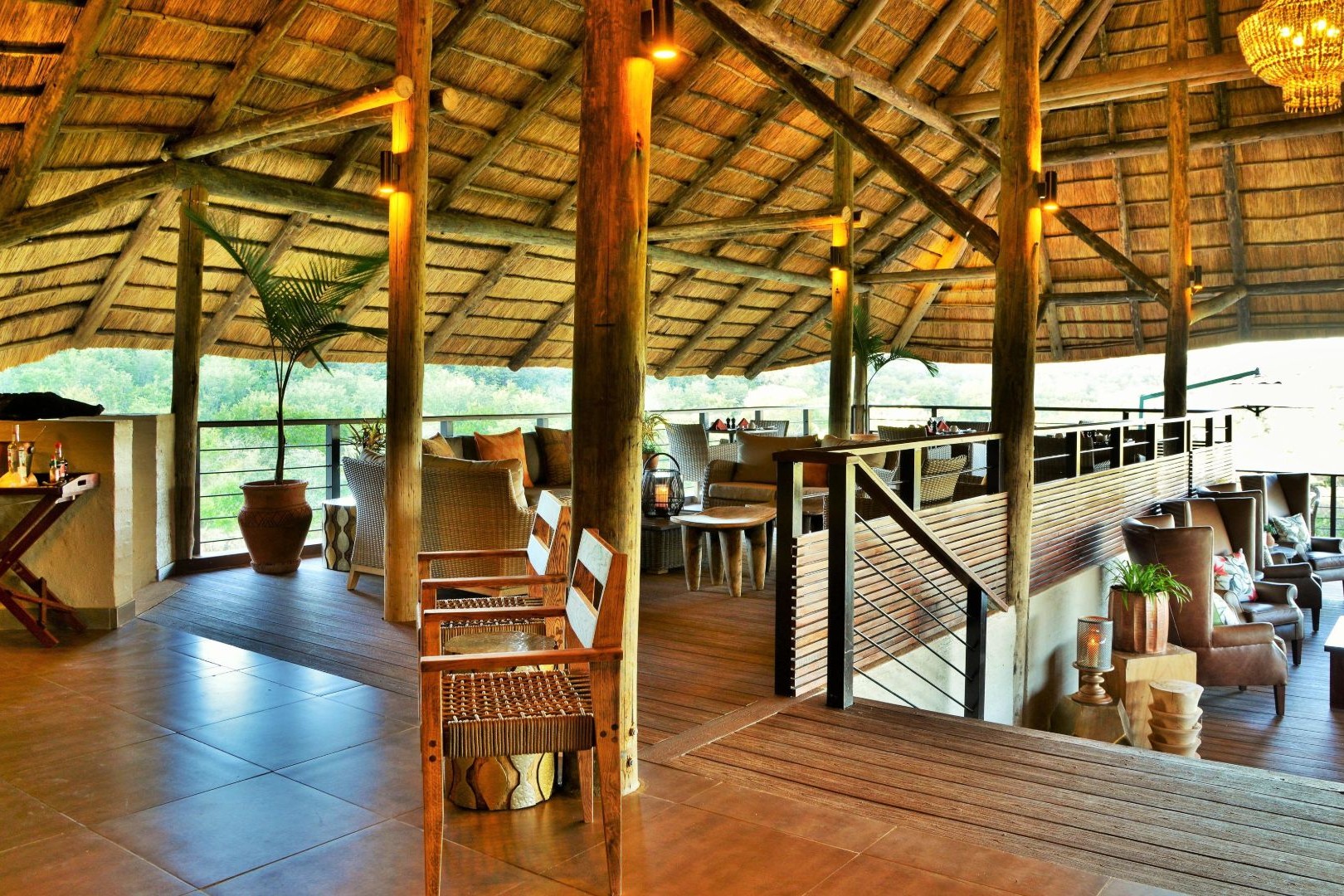 The private Club Lounge at Victoria Falls Safari Club