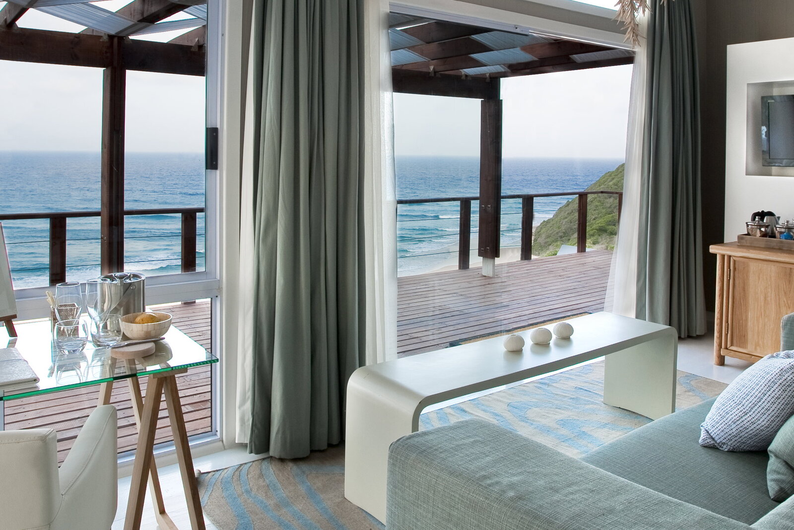 A White Pearl Ponta Mamoli forest suite raised on the dune with ocean views, southern Mozambique
