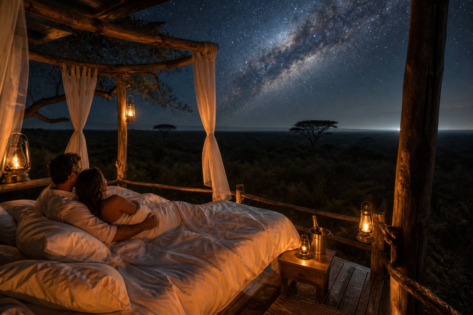 Lion Sands treehouse under the stars — romantic safari sleepout in the Sabi Sand