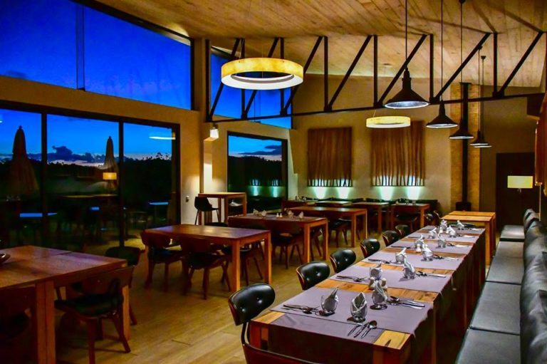 Restaurant and forest-canopy dining at Mantadia Lodge, Andasibe