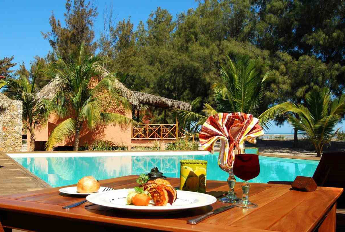 Beachfront lodge pool at Morondava