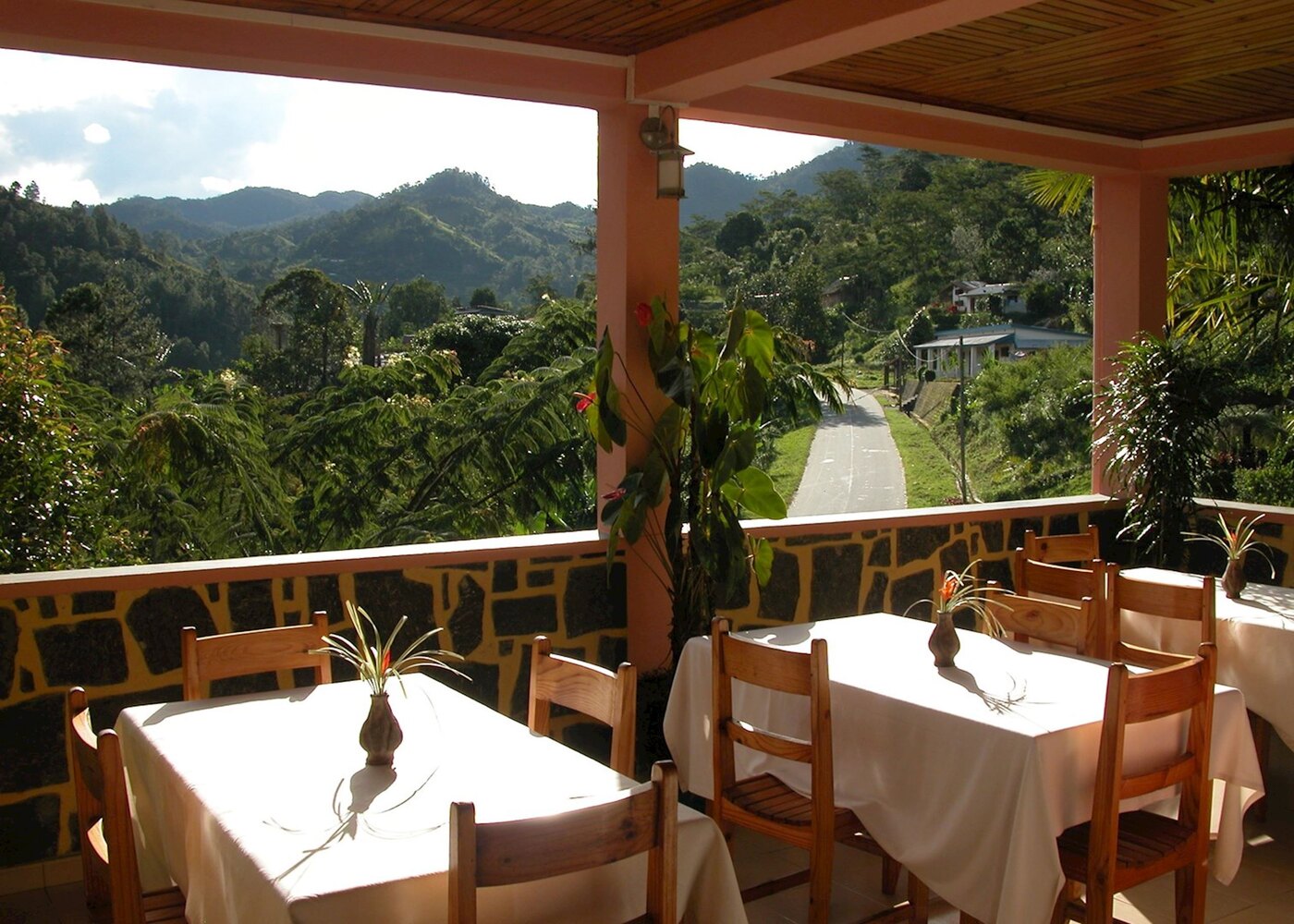 Dining terrace with valley views at Centrest Sejour, Ranomafana