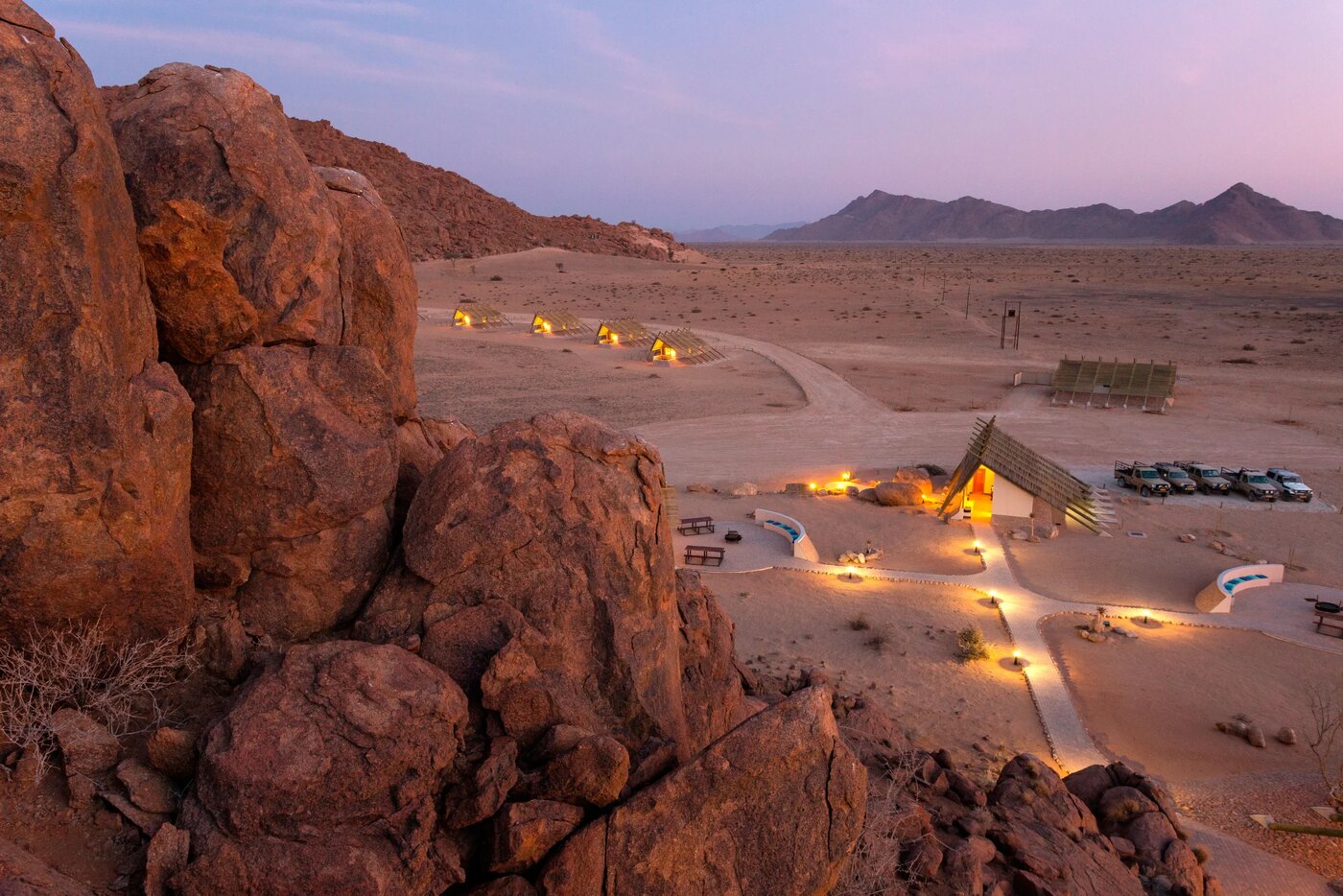 Self-catering desert units at Desert Quiver Camp near Sesriem, Namibia